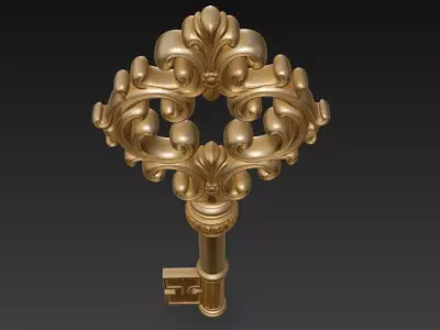 Royal Baroque Key - Elegant Ornamental 3D Decorative Model 3D print model
