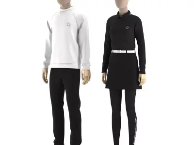 Golf Clothes Mannequin Set 3D model