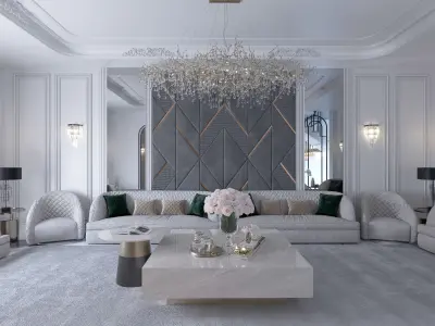 New Classic Interior Scene Staircase Living Room Majlis Corona Low-poly 3D model