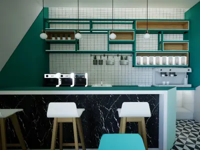 Restaurant Interior 3D Model Low-poly 3D model