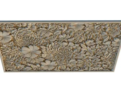 modern panel wall decor set relief stl mural CNC 307 3D model