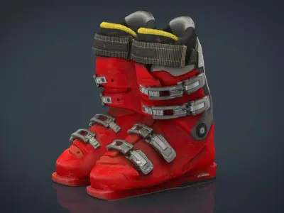 Ski boots Low-poly 3D model