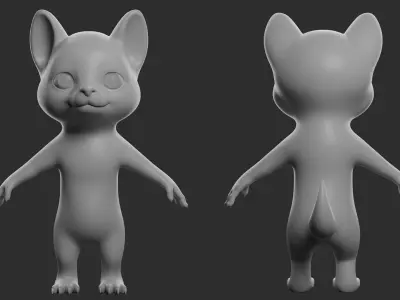 Husky Dog Cartoon Low-poly 3D model