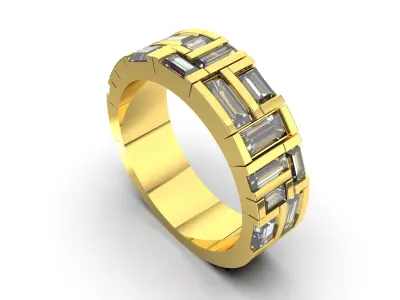 Baguette Diamond Anniversary Bands 3D print model
