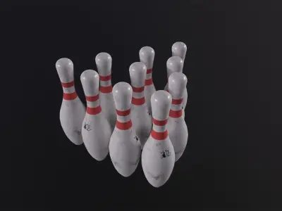  Old Bowling Pin 3D Model Low-poly 3D model