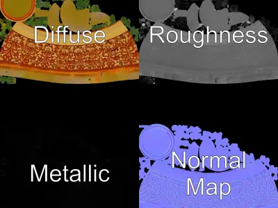 Ornate Decorative Planter with Greenery Model Pack Low-poly 3D model