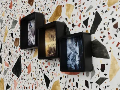 Curved Picture Frame with Dining Set 3D model