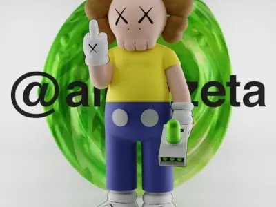 Kaws Morty Smith Middle Finger Textured Low-poly 3D model