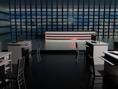 TV News Studio Low-poly 3D model