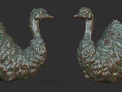 Emu ostrich bust 3D print model