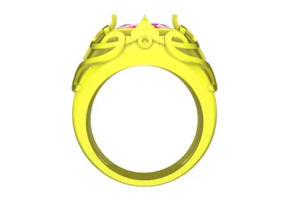 Luxury Ornamental Men Ring with Large Center Stone  4922 3D print model