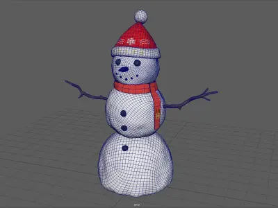 SNOWMAN wearing santa hat Low-poly 3D model