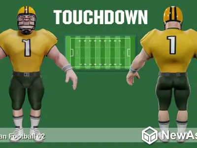 American Football Touchdown Character  02 Low-poly 3D model
