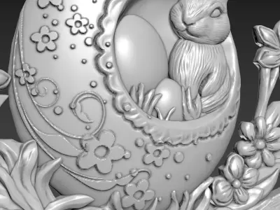 Easter Bunny Relief Decor 3D model