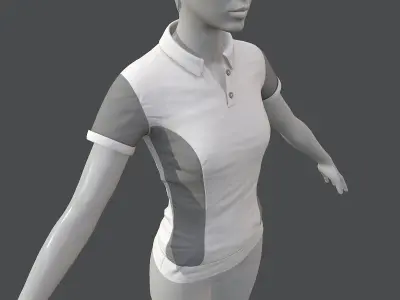 Sport t-shirt for women Low-poly 3D model