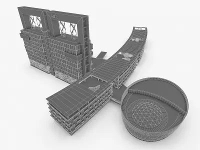 Hotel Resort Building Low-poly 3D model