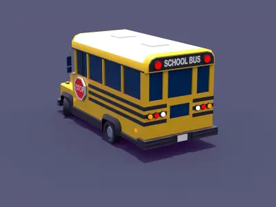 School bus Low-poly 3D model 2