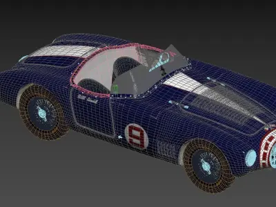 Sports Racing Car Osca Car Navy Blue  3D model