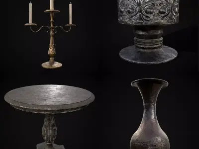 Medieval Prop Mix Fifty Two 3D Model Collection