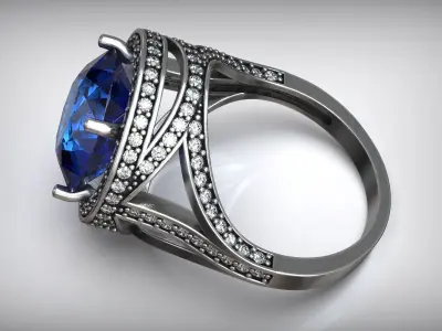 Cocktail Gemstone Sapphire Ring Free 3D print model