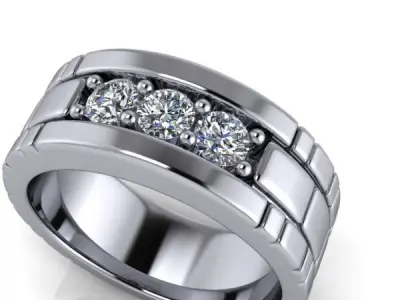 Modern Diamond Mens Wedding band size 11 3D model 3D print model