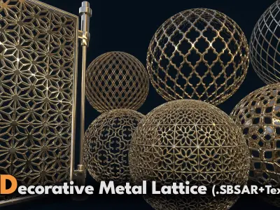 10 Decorative Metal Lattice SBSAR - Textures 3D model