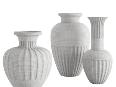 Cannelee Terracotta Vases by Athena Calderone 3D model