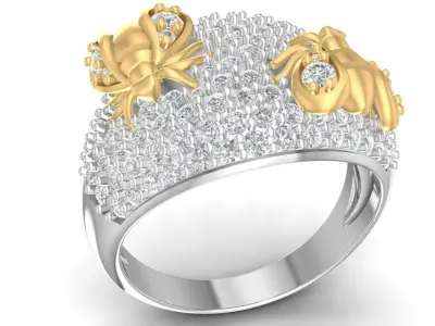 Luxury Pave Butterfly Accent Ring for Women  2703 3D print model