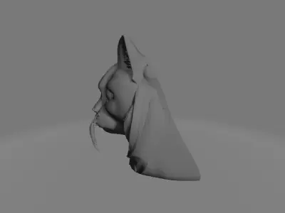 Stylized Split Cat Head   Sculpture  Mask  Ring Set 3D print model