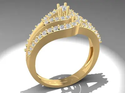 Luxury Ruby and Diamond Double Band Ring for Women 1729 3D print model