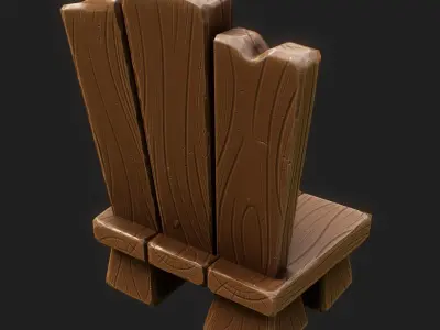 Chair low-poly 3D model PBR Game ready For Unreal Engine Low-poly 3D model