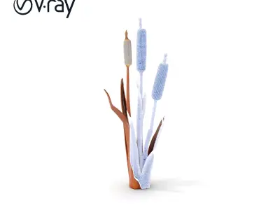 Metallic Bulrush Model Pack for Decorative Environments Low-poly 3D model