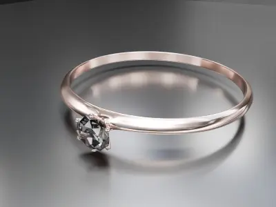 Elegant Engagement Ring 3D Model 3D model