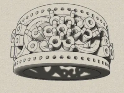 Rings elegant gold and diamond ring 3D print model