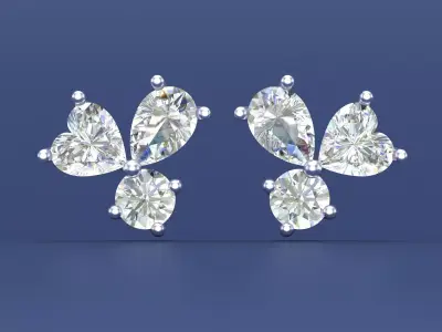 Cluster Diamond Or Gemstones Studs 3D CAD Design 3D print model
