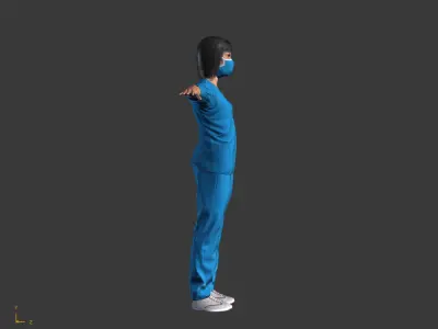 Low-Poly Female Doctor 3D Model  T Pose Medical Character Low-poly 3D model