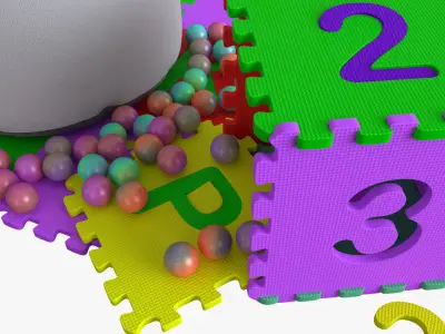 Basket with toys 3D model
