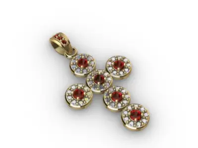 dijes- Colgante cruz redonda -v- 3D print model