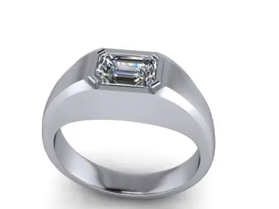 1 CARAT Emerald Mens Ring Birthstone USA Size 10 Classic 3D print model