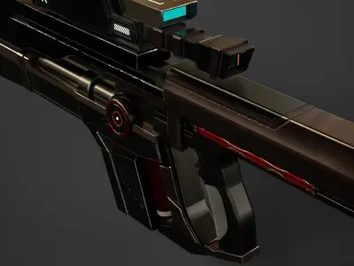 UE4 Destiny Auto Rifle Weapon Optimized Polygon Low-poly 3D model