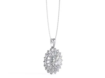 Luxury Round Diamond Floral Pendant Necklace CAD Design 3DM 3D print model
