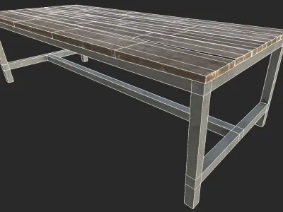 Wooden Table 4 PBR Low-poly 3D model