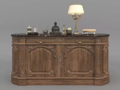 Classic European style Sideboard and Decoration 7 3D model