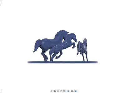 Three Horses Desk Sculpture 3D print model