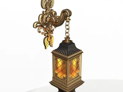 Classic Street Wall  Light 0104 Low-poly 3D model