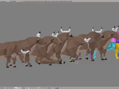 Lowpoly Bull in low polygonal style Low-poly 3D model