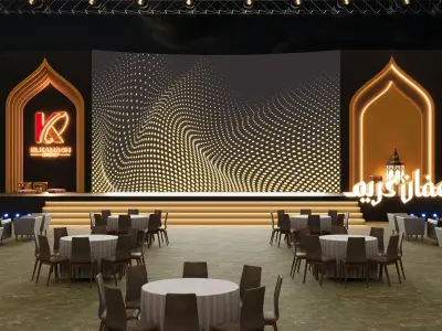 Modern Ramadan Event Setup - Full Exhibition and Stage Scene Low-poly 3D model