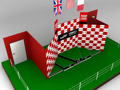 Formula One sport podium Low-poly 3D model