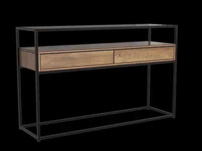 Glass Top 2 Drawers Console Table Low-poly 3D model