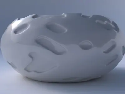 Bowl spheric squeezed wide with cavities smooth 3D print model